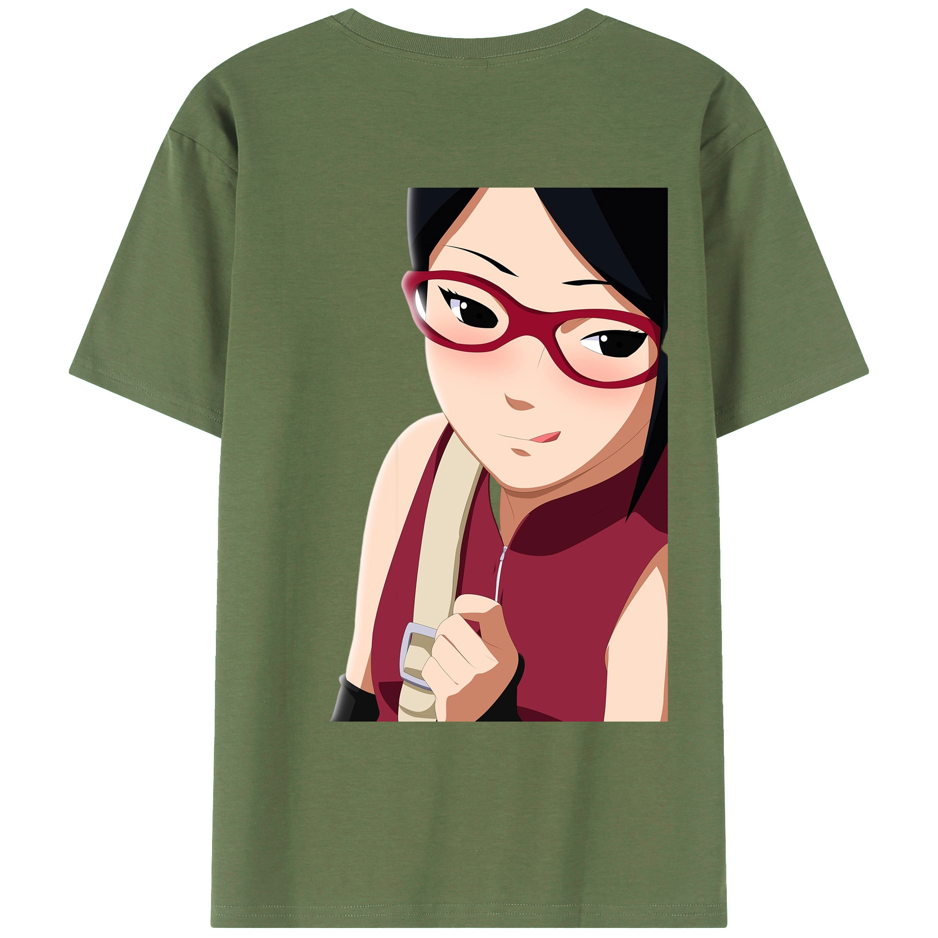（画像用） NARUTO -ナルト- うちは サラダ Uchiha Sarada 綿100％ メンズ半袖Tシャツ（バックプリント） 通気性